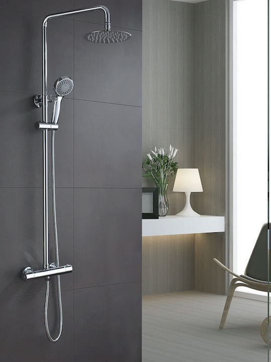 Imex Kent Ρυθμιζόμενη Στήλη Ντουζ με Μπαταρία 94-130 Ασημί