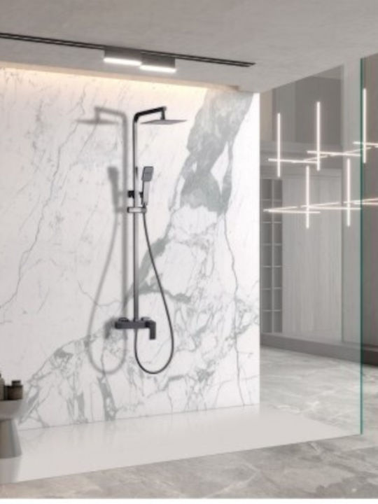 Imex Adjustable Shower Column with Mixer Black