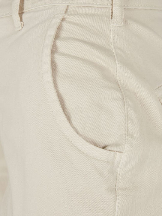 Women's High-waisted Fabric Cargo Trousers White Sand