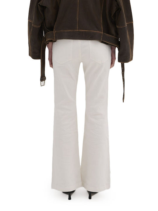 High Waist Women's Jean Trousers in Bootcut Fit Ecru