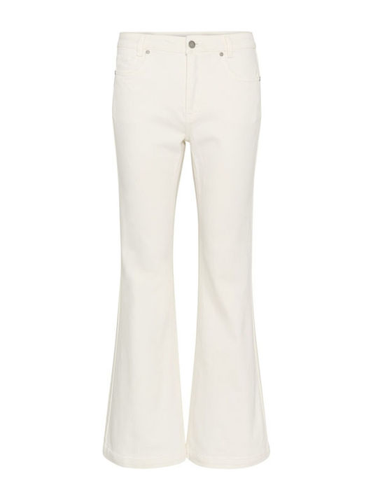 High Waist Women's Jean Trousers in Bootcut Fit Ecru