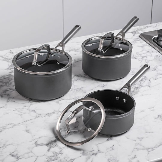 Ninja NeverStick Premium Pots & Pans Sets from Aluminum Gray with Non-stick Interior Coating 3 Pieces