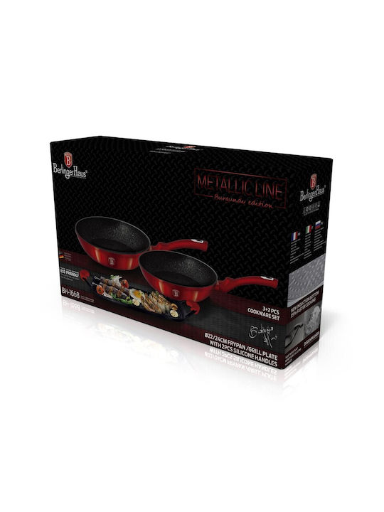 Berlinger Haus Pans Set of Aluminum with Non-stick Coating Burgundy Collection 3pcs