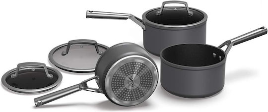 Ninja Pots Set of Aluminum Gray 3 Pieces