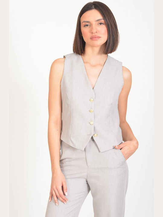 Tweet With Love Women's Vest with Buttons Gray