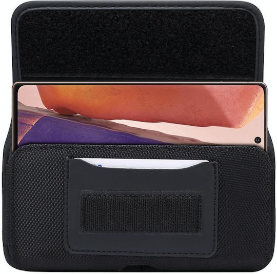 Langlebige Oxford-Stoff Horizontal Platte Hängende Taille Handy Gürteltasche Lederhülle Kartenfach Geeignet für 5.5-6.7 Zoll Smartphones Schwarz