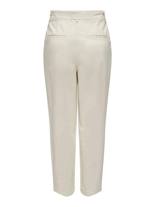 Only Women's High-waisted Chino Trousers in Regular Fit Ecru