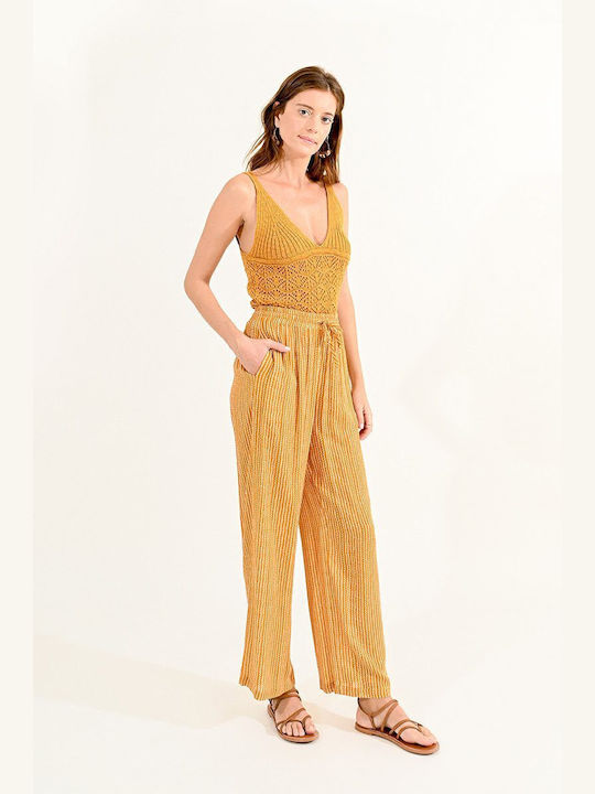 Molly Bracken Women's Fabric Trousers Yellow