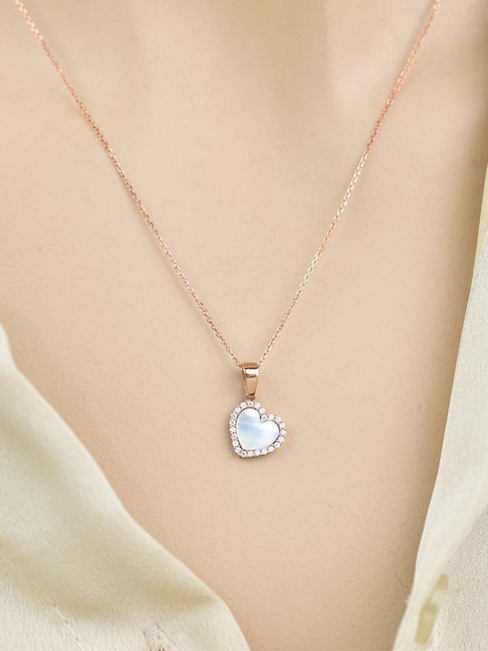 Goldjewels Κολιέ με σχέδιο Καρδιά από Ροζ Χρυσό 14Κ