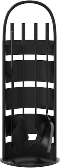 vidaXL Fireplace Tool Set with Stand Holder Black