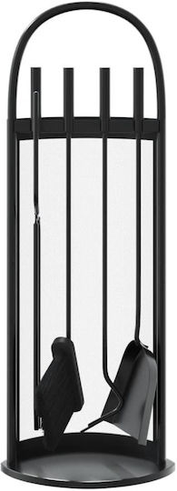 vidaXL Fireplace Tool Set with Stand Holder Black