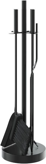 vidaXL Fireplace Tool Set with Stand Holder Black