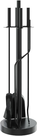 vidaXL Fireplace Tool Set with Stand Holder Black