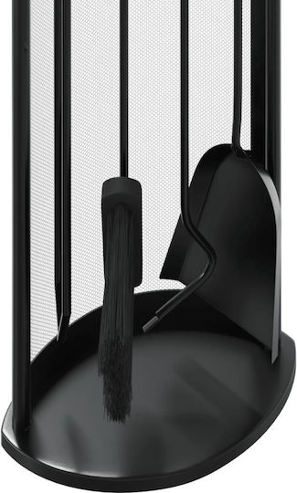 vidaXL Fireplace Tool Set with Stand Holder Black