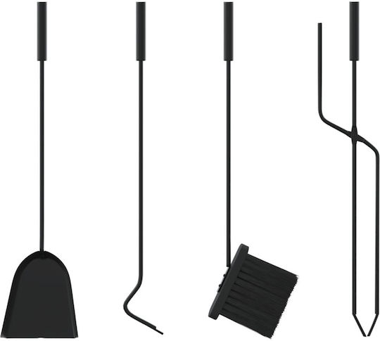 vidaXL Fireplace Tool Set with Stand Holder Black