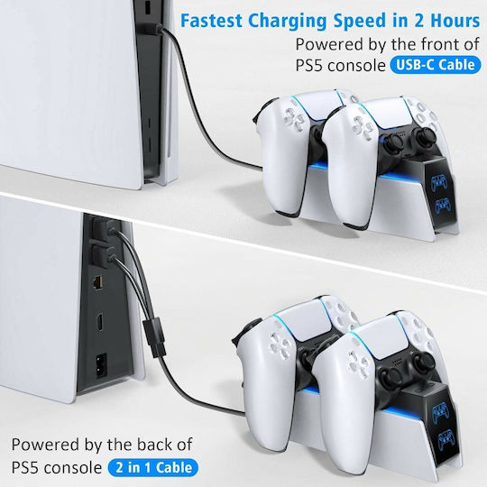 PDP Charger Βάση για 2 χειριστήρια PS5 Λευκή 112548812
