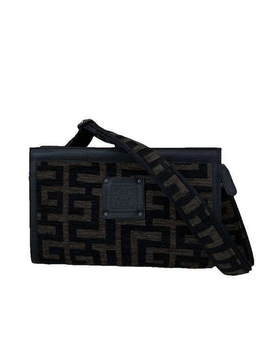 Midneto Erofili Braun Schwarz Chenille Labyrinth Tasche