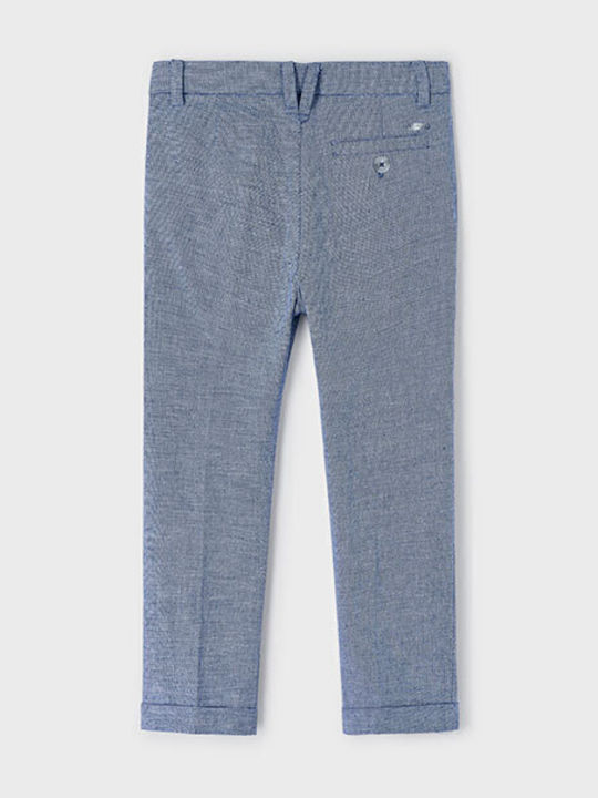 Kinder Hose Chino Leinen cyanfarben