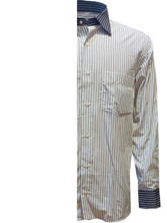 Luciano Faketti Men's Shirt Cotton Striped White