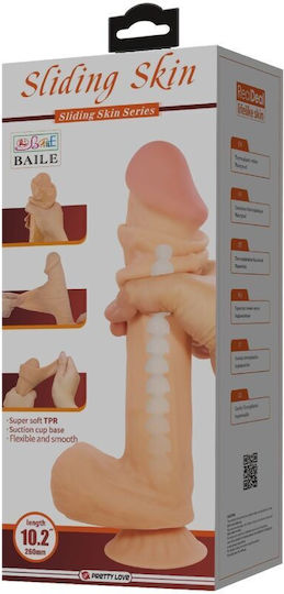 Pretty Love Sliding Skin Series Realistic Dildo Sliding Skin Suction Cup Flesh 26 Cm