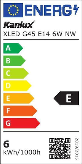 Kanlux Λάμπα LED 6W 80mm για Ντουί E14 και Σχήμα G45 Φυσικό Λευκό 810lm
