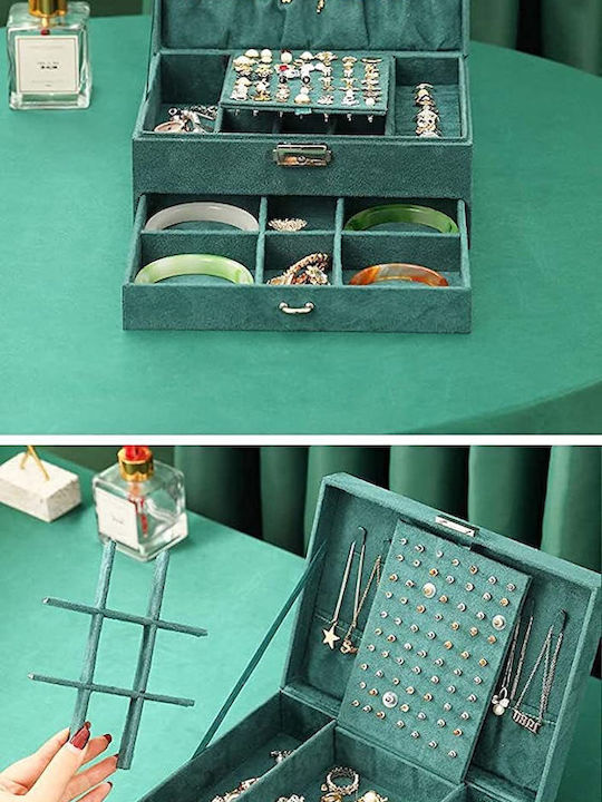 Metallic Green Jewellery Box 23x17x10cm