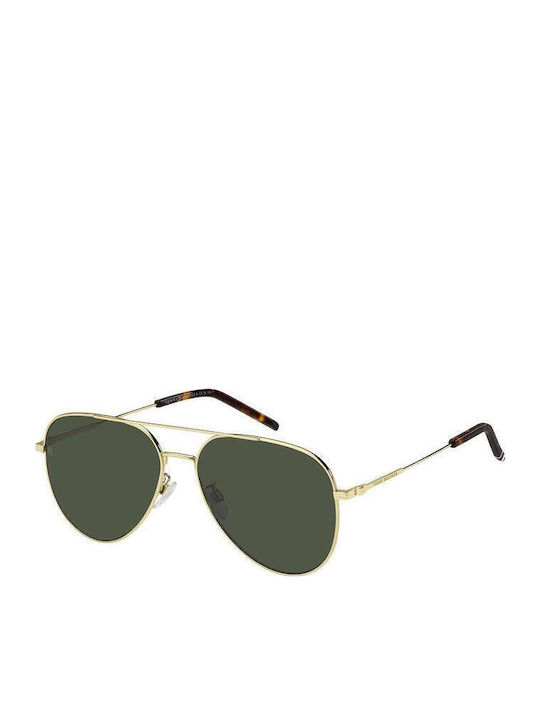 Tommy Hilfiger Men's Sunglasses with Gold Metal Frame and Green Lens TH2111/GS J5G/QT