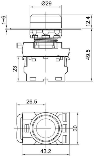 Tracon Electric Μπουτόν Βιομηχανικού Τύπου NYG3-P1