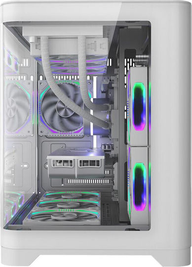 1STPLAYER UV6 Gaming Mini-Turm Computergehäuse mit Seitenfenster Weiß
