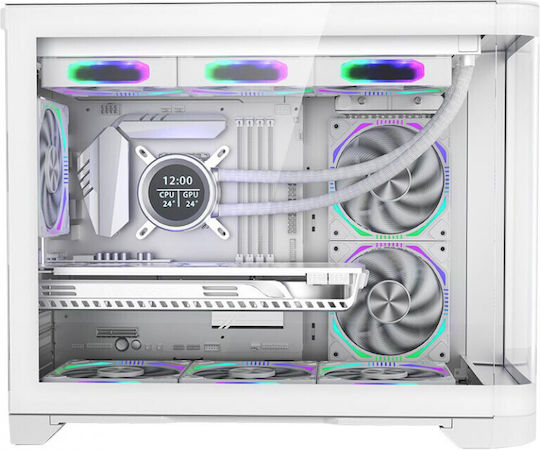 1STPLAYER UV6 Gaming Mini-Turm Computergehäuse mit Seitenfenster Weiß