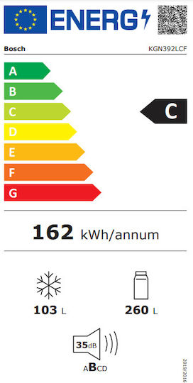 Bosch Ψυγειοκαταψύκτης 363lt Total NoFrost Υ203xΠ60xΒ66.5εκ. Inox KGN392LCF