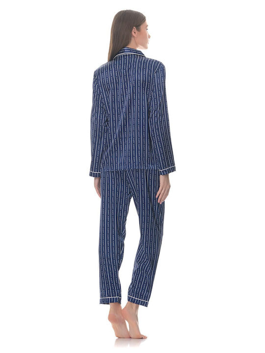 Fuanna Fuanna Damen Schlafanzug Set Blau