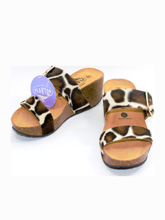 Δερμάτινα Γυναικεία Ανατομικά Σανδάλια Plakton Africa Houston Leopard