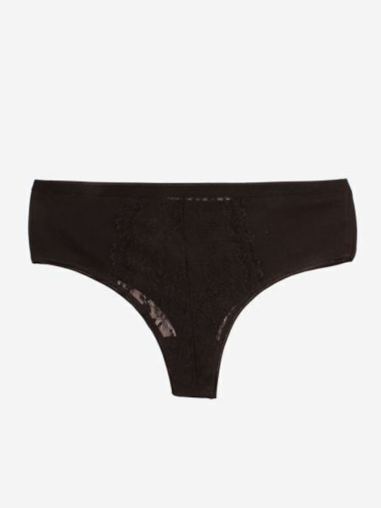 Βαμβακερά Talie înaltă Femei Șir de caractere 3Pack cu Dantelă