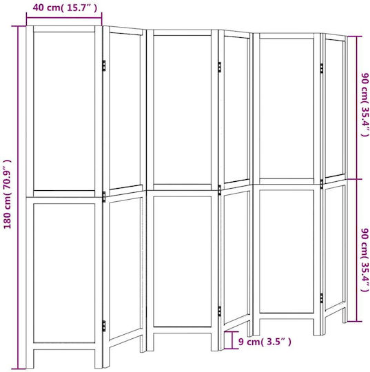 vidaXL Dekorativer Raumteiler Hölzernes mit 6 Paneelen 210x180cm