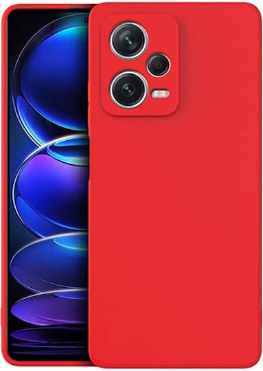 Back Cover Σιλικόνης / Υφασμάτινο Σετ με Τζαμάκι Κόκκινο (Poco X5)