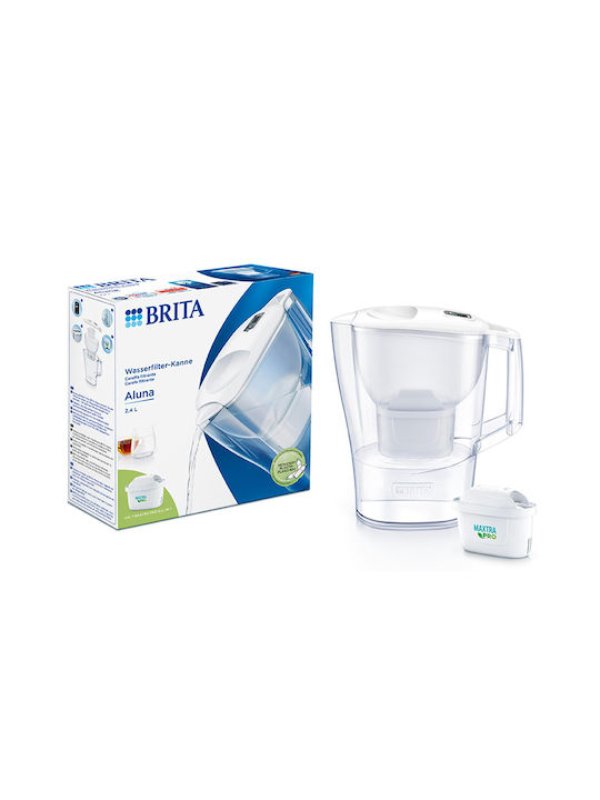 Brita Aluna Plastic Jug White with 1 Replacement Filter 2400ml