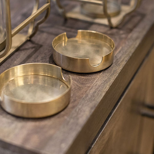 InTheBox Coal Round Coaster Metallic Gold 11cm 4pcs