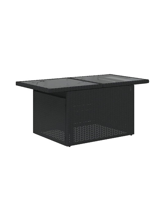 Outdoor Dinner Free Standing Table with Glass Surface and Rattan Frame Natural 100x55x73cm