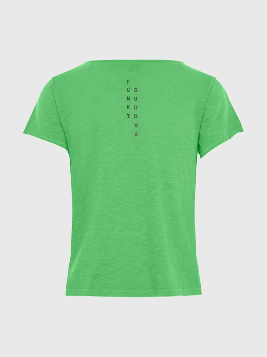Funky Buddha Women's T-shirt with V Neck Green