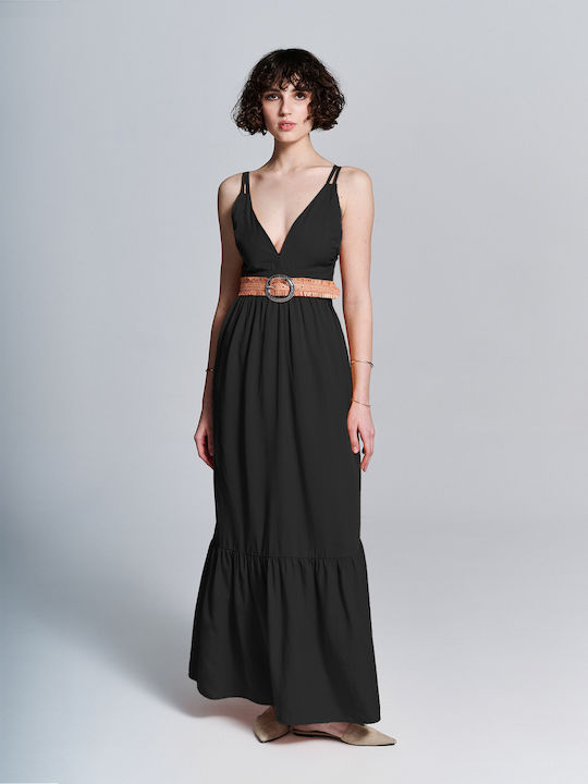 Staff Maxi Dress with Ruffle Black