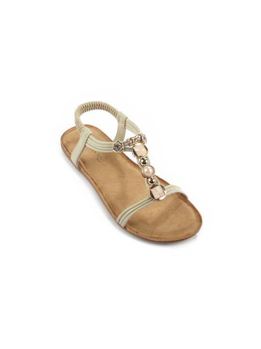 Fshoes Women's Flat Sandals in Beige Color