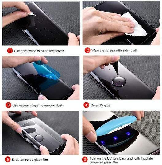 Uv Flüssigkeit gekrümmt voll Kleber voll Bildschirm gehärtetes Glas Galaxy S9 Plus
