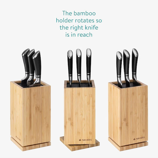 Navaris Magnetic Knives Block Wooden