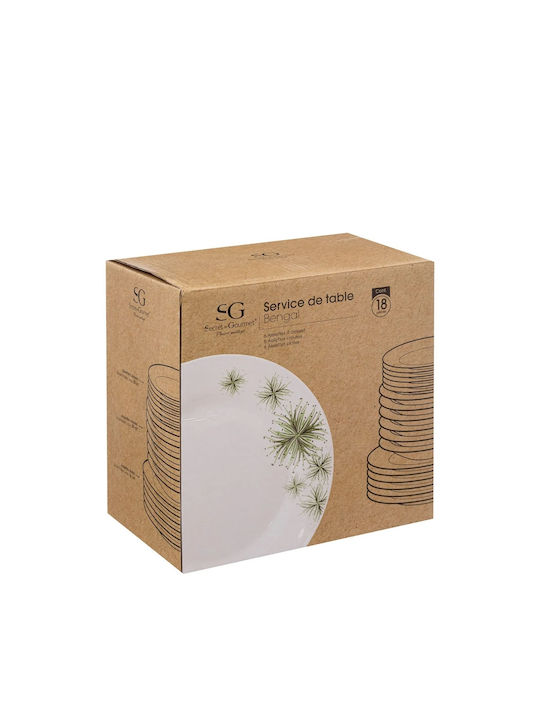 Secret de Gourmet Bengal White Porcelain Dinnerware Set 18pcs