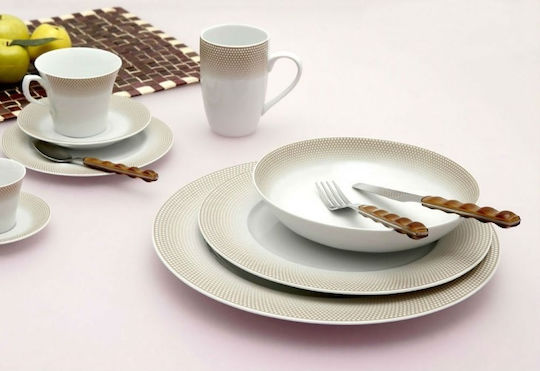 Cryspo Trio Bonito Beige Porcelain Dinnerware Set 20pcs