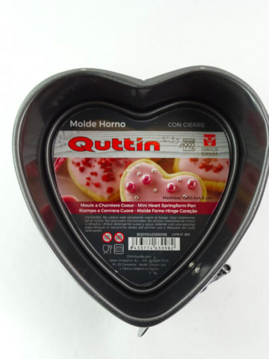 Quttin Formă de Patiserie pentru Chec Inima din Aluminiu cu Bază Detașabilă 11x10.4x4.6buc 1buc