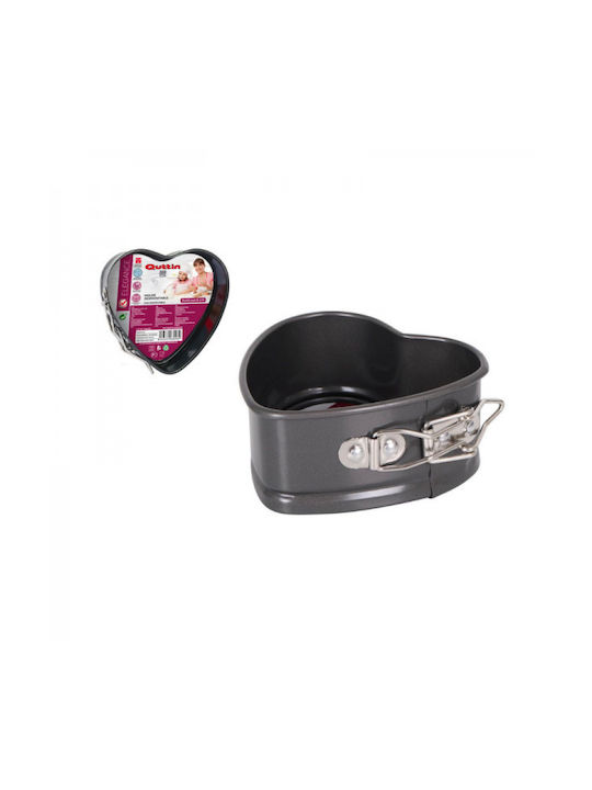 Quttin Formă de Patiserie pentru Chec Inima din Aluminiu cu Bază Detașabilă 11x10.4x4.6buc 1buc
