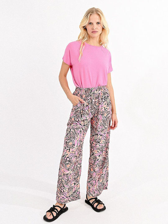 Molly Bracken Women's High-waisted Fabric Trousers Pink