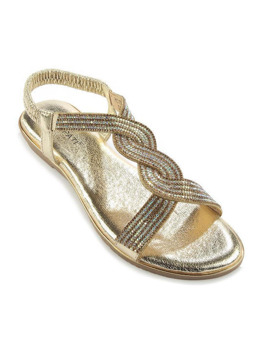 Fshoes Women's Flat Sandals in Gold Color